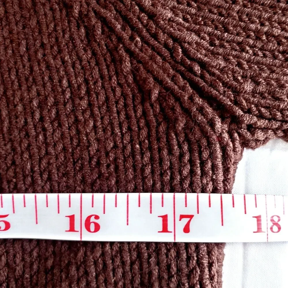 Women Brown Cardigan Cable Sweater M Twee Dark Cottage Cozy Witchy Granny Scandi